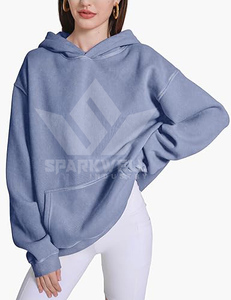 เสื้อฮู้ดโอเวอร์ไซส์แบบยูนิเซ็กซ์ สีพื้น ผ้าฝ้ายเฟรนช์เทอร์รี่ สวมใส่สบายๆ สำหรับฤดูใบไม้ร่วง มีกระเป๋าหน้า ดีไซน์แบบวอชเฟนิช - Product Image 3