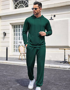 Conjunto deportivo informal para hombre, tela transpirable de mezcla de algodón, pantalones jogger de corte ajustado, cintura elástica, para gimnasio, entrenamiento, correr, uso diario. - Product Image 3