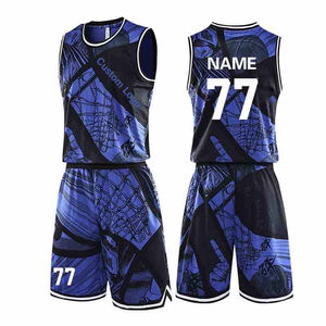 Ensemble d'uniformes de basketball sans manches à col en V, motif crânes imprimé par transfert thermique, logo personnalisé sur le devant, nom de l'équipe, polyester/coton, séchage rapide - Product Image 1