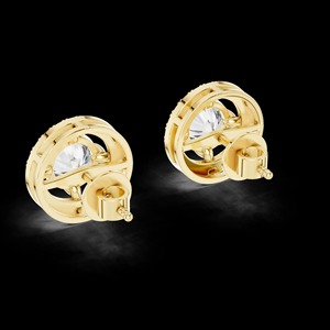 Moissanite <b>Earrings</b>, Round <b>Halo</b> Stud <b>Earrings</b>, 925 Sterling Silver <b>Earrings</b>, Gemstone <b>Earrings</b>, Moissanite Bridal <b>Earrings</b> - Product Image 1