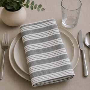 Best Quality Custom Linen Napkin Stripe Pattern Handmade Printed Linen Napkins for Dinner and Home Use Modern Style Low MOQ - Product Image 6