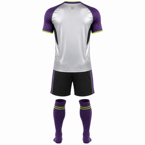 Men's Soccer Jersey Set Purple Silver Black Sublimated Short Sleeve Crew Neck Moisture Wicking Athletic Fit All Seasons - Product Image 2