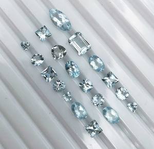 Lot de pierres précieuses d'aigue-marine naturelle, formes variées, facettées, 3-7 mm, certifiées IGI, pour la fabrication de bijoux - Product Image 2
