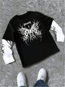 Camiseta gótica para hombre, manga larga, cuello redondo, con estampado gráfico - Product Image 3