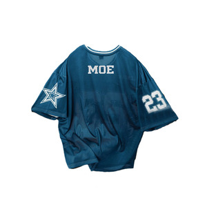 Camiseta de fútbol americano para mujer, corte regular, color verde azulado, malla transpirable, cuello en V, ropa deportiva, producción bajo pedido - Product Image 3