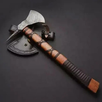 Kapak Belah Baja Karbon Buatan Tangan Burraq 16" 4 1/2in Gagang Kayu Rosewood Berlapis Kulit Tomahawk Tugas Berat Industri Berburu