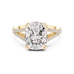 แหวนหมั้นเพชรทรงคุชชั่น 5 กะรัต เพชรเลี้ยงในห้องปฏิบัติการ ทองคำแท้ 18K น้ำหนักรวม 0.32 กะรัต ทรงกลม ประดับเพชรแบบ Pave ดีไซน์แหวนแยกส่วน แหวนหรูหราโดดเด่น - Product Image 1