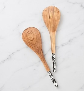 Ensemble de cuillères à salade en bois, design minimaliste, finition mate, couverts réutilisables, parfaits pour un usage quotidien - Product Image 1