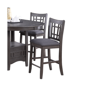 Set 2 pezzi di altezza del bancone in legno massello grigio sedie da pranzo con Design quadrato aperto schienale imbottito sedili imbottiti seggiolini mobili - Product Image 5