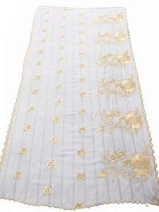 Châle brodé marguerite en voile de coton, bordure plume dorée, léger et respirant, mode, OEM ODM personnalisé, vente en gros - Product Image 2