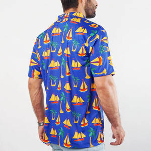 Chemise d'été unie en popeline pour homme, séchage rapide, festival de musique, manches courtes, vacances à la plage, décontractée, impression numérique 3D, respirante - Product Image 3