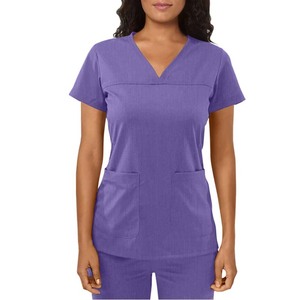 Blouses et Chemises d'Infirmière Personnalisées à Manches Courtes et Col en V, Uniformes Hospitaliers en Tissu Sergé, Polyester Spandex, En Stock, Vente en Gros - Product Image 5