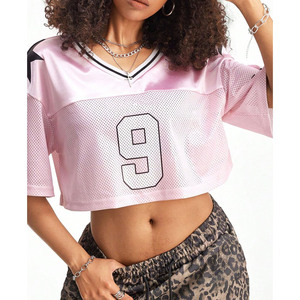 เสื้อเจอร์ซีย์สำหรับผู้หญิง Y2k เสื้อครอปสตรีทแวร์ชุดกีฬาเสื้อยืดแขนสั้นเสื้อฟุตบอลน่ารัก - Product Image 1