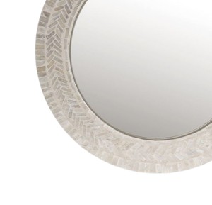 Factory Direct Wholesale Hand Made Round <b>Wall</b> Accent <b>Mirror</b> Natural Herringbone <b>Tile</b> Interior Mother Of Pearl <b>Mirror</b> - Product Image 3