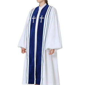 Robe de cérémonie pour prêtre, célébrant et clergé, longueur moyenne, brodée, avec étole, élégante, pour le personnel ecclésiastique, en promotion - Product Image 3