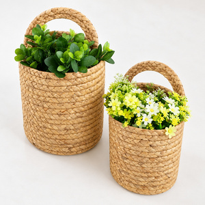 Panier à plantes en jute tressé à la main avec support en bois, noir et rose blush, pour plantes d'intérieur, avec poignées - Product Image 3