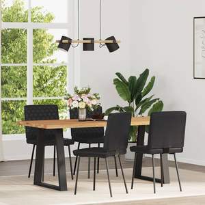 Juego de 4 Sillas de Comedor de Cuero Sintético Negro con Estructura Metálica de Madera Contrachapada para Áreas de Comedor Medianas - Product Image 2