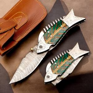 Couteau de chasse pliant en acier Damas de qualité supérieure, manche en acier Damas, emballage en boîte, vente en gros B2B, fabricant OEM de luxe TARJ - Product Image 4