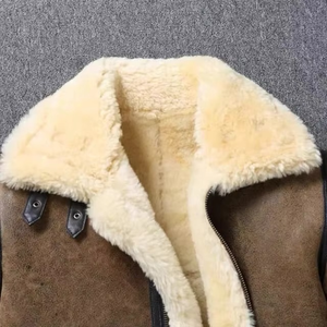 Chaqueta de Cuero de Oveja Pura de Alta Calidad para Hombre, con Cuello Camisero y Logotipo Frontal, Ecológica, Resistente al Viento, Estilo Vintage - Product Image 4