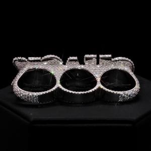 925 Silver Custom Letter Double <b>Finger</b> <b>Ring</b> Iced Out Moissanite Trendy for Certified Luxury Fine Jewelry - Product Image 4