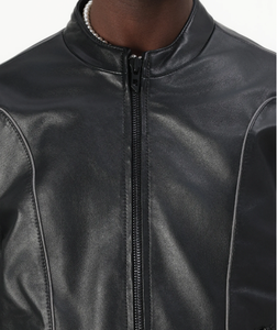 Solid Color Warm Plus <b>Velvet</b> Biker Style <b>Men</b> Leather <b>Jacket</b> Hooded Customized Motorbike Leather <b>Jacket</b> Original Sheep Leather - Product Image 6