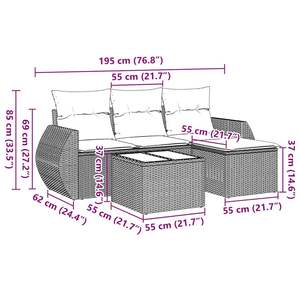 Cream White And Black <b>Rattan</b> Garden <b>Sofa</b> Set 4 Seater Outdoor Furniture Contemporary Design - Product Image 3