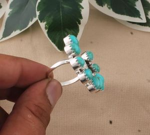 Bague en turquoise naturelle, bijoux pour femmes, bague en pierres précieuses faite à la main, prix de gros, usage quotidien - Product Image 5