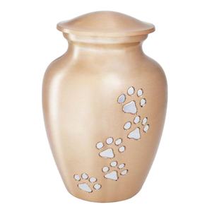 โกศใส่เถ้ากระดูกสัตว์เลี้ยงทำมือลายอุ้งเท้าสีเงิน สำหรับเก็บอัฐิของคนที่รัก สไตล์อเมริกัน - Product Image 1