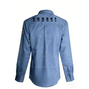 Chemise de travail résistante au feu ZUNEZI bleu clair à manches longues avec manches en coton et patch logo - Product Image 2