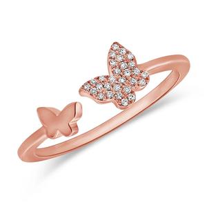 Anillo Abierto de Diamante Cultivado en Laboratorio con Diseño de Mariposa, Personalizado, Oro Sólido de 10K/14K, Plata 925, Anillo Apilable, Fabricante Directo - Product Image 5
