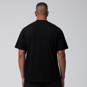 T-shirt Homme Oversize Marron en Coton Épais à Manches Classiques Col Rond Décontracté Imprimé en Relief en Jersey Tricoté Épaules Tombantes - Product Image 1