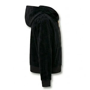Nouveau sweat-shirt à capuche zippé en velours noir pour femme, avec logo personnalisé, manches longues, couleur unie, coupe classique, respirant, idéal pour l'automne - Product Image 4