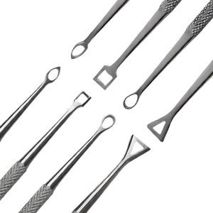 Juego de 4 herramientas de acero inoxidable con punta hueca para tallar cera y arcilla, kit de herramientas manuales de laboratorio dental con agarre moleteado, Clase I - Product Image 3