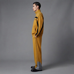 Ensemble de jogging 2 pièces pour homme, coupe ample et légère, en polyester et nylon, avec blocs de couleur, veste coupe-vent à fermeture éclair contrastante - Product Image 5