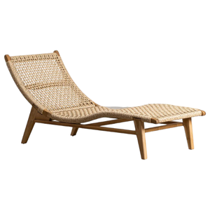 Teak Curved Sun Loungers Hotel Pool Chaise Lounge Rattan Woven Wicker Sunbed for Garden Patio Outdoor Furniture - Product Image 1
