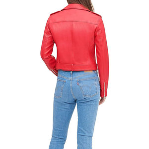 Chaqueta Racer Personalizada al por Mayor, Estilo Urbano Informal, Color Rojo, Cuello Camisero, Diseño de Cinturón Personalizado, Chaqueta de Invierno con Cremalleras Delanteras - Product Image 2