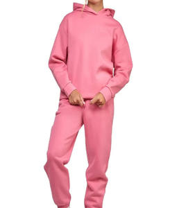 Ensemble de survêtement rose pâle pour femme, sweat à capuche et pantalon de jogging, tenue de sport décontractée deux pièces pour la gym et le streetwear - Product Image 1