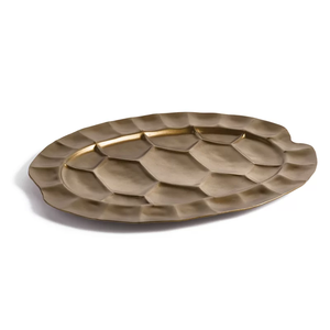 Juego de 2 bandejas redondas modernas de metal con asas, bandeja decorativa gris oscuro para servir en la cocina, bandeja grande y pequeña de metal para mesa - Product Image 6