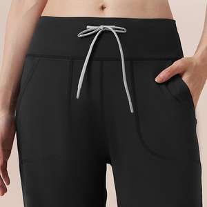 Pantalon de yoga évasé taille haute pour femme, couleur unie, coupe droite, vêtement de sport confortable à jambe large, vente en gros - Product Image 4