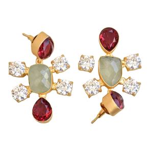 Pendientes de Latón al por Mayor con Piedras Semipreciosas Naturales, Acabado en Oro de 18K, Estilo Moderno, Listos para Venta B2B - Product Image 3