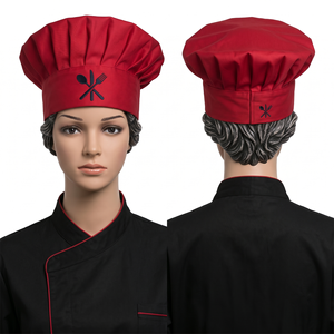 Casquette de chef unisexe de qualité supérieure, 65% polyester, 35% coton, tissu sergé imperméable, 200 GSM, bleu clair, impression numérique, dos élastique - Product Image 3