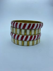Resin <b>Bangles</b> <b>Bracelets</b> With Brass Base in Various Patterns on White Background for Girls and Women - Product Image 2