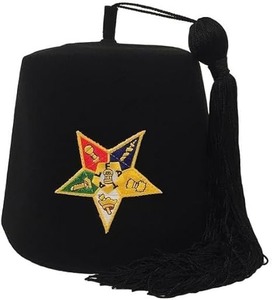 Masonic OES Fez - Order of The Eastern Star OES <b>Black</b> Fez Fabric type100% Wool Theme Star - Product Image 1