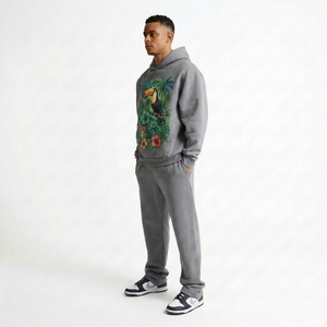 Ensemble de survêtement respirant de haute qualité, imprimé toucan tropical, sweat-shirt et pantalon de jogging longs, 100% coton, coupe classique, streetwear - Product Image 3