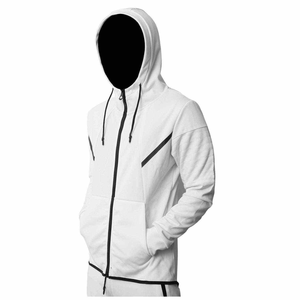 Conjunto Deportivo Masculino 100% Algodón Transpirable de Pakistán, Diseño Sólido Blanco con Capucha para Invierno - Product Image 3