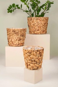 Pots de rangement au sol en jacinthe d'eau de style rétro, sculptés à la main, avec poignées, tressés à la main, écologiques, fabriqués au Vietnam - Product Image 5