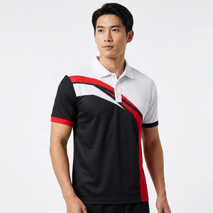 Polo Deportivo de Manga Corta para Hombre, Diseño Geométrico, Secado Rápido, Poliéster, Corte Regular, Blanco, Negro, Rojo - Product Image 4