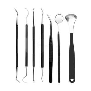 Juego de Diagnóstico Dental de 6 Piezas con Recubrimiento Negro, Kit de Espejo, Sonda y Raspador de Acero Inoxidable para Uso Clínico Profesional, Logotipo Personalizado - Product Image 1