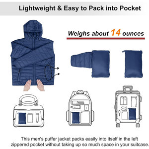 Men's Stylish Cozy Breathable Plus Size Puffer Jacket with Stand Collar Hood Nylon/Polyester Fabric Customizable for Cold Winter - Product Image 5