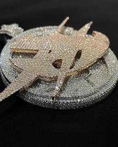 Joyería de Moda, Lujoso Colgante Personalizado con Nombre y Letra, Moissanita VVS, Plata 925, Chapado en Oro de 18K, Colgante Hip Hop Certificado - Product Image 4